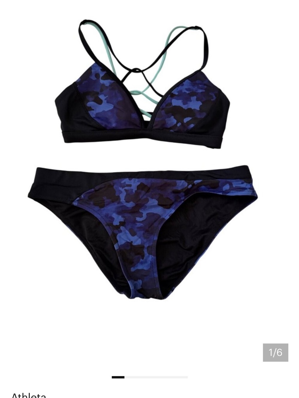 Athleta Freestyle Blue Camo Strappy Bikini Set - Blue NWT